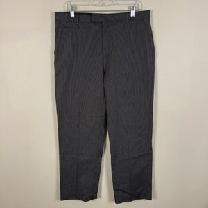 Calvin‎ Klein Men's 34x30 Grey Pinstripe Dress Pants Trousers Slim/Flat Front